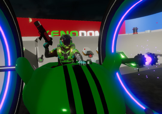 Hyperwheel Overdrive 3rd-Person Green Car Screenshot